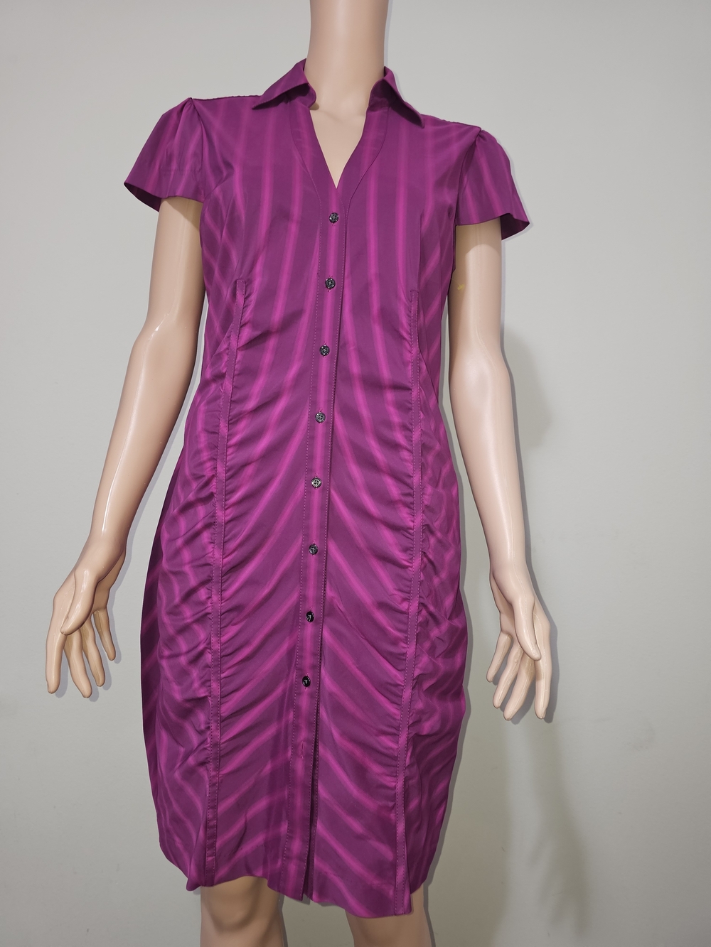 Express Magenta/Purple Button-Front Shirtdress